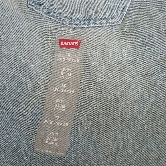 Levi's Big Boys 511 Slim Stretch Denim Blue Jeans, Perlata, 12 Regular 26x26 - Picture 3 of 8
